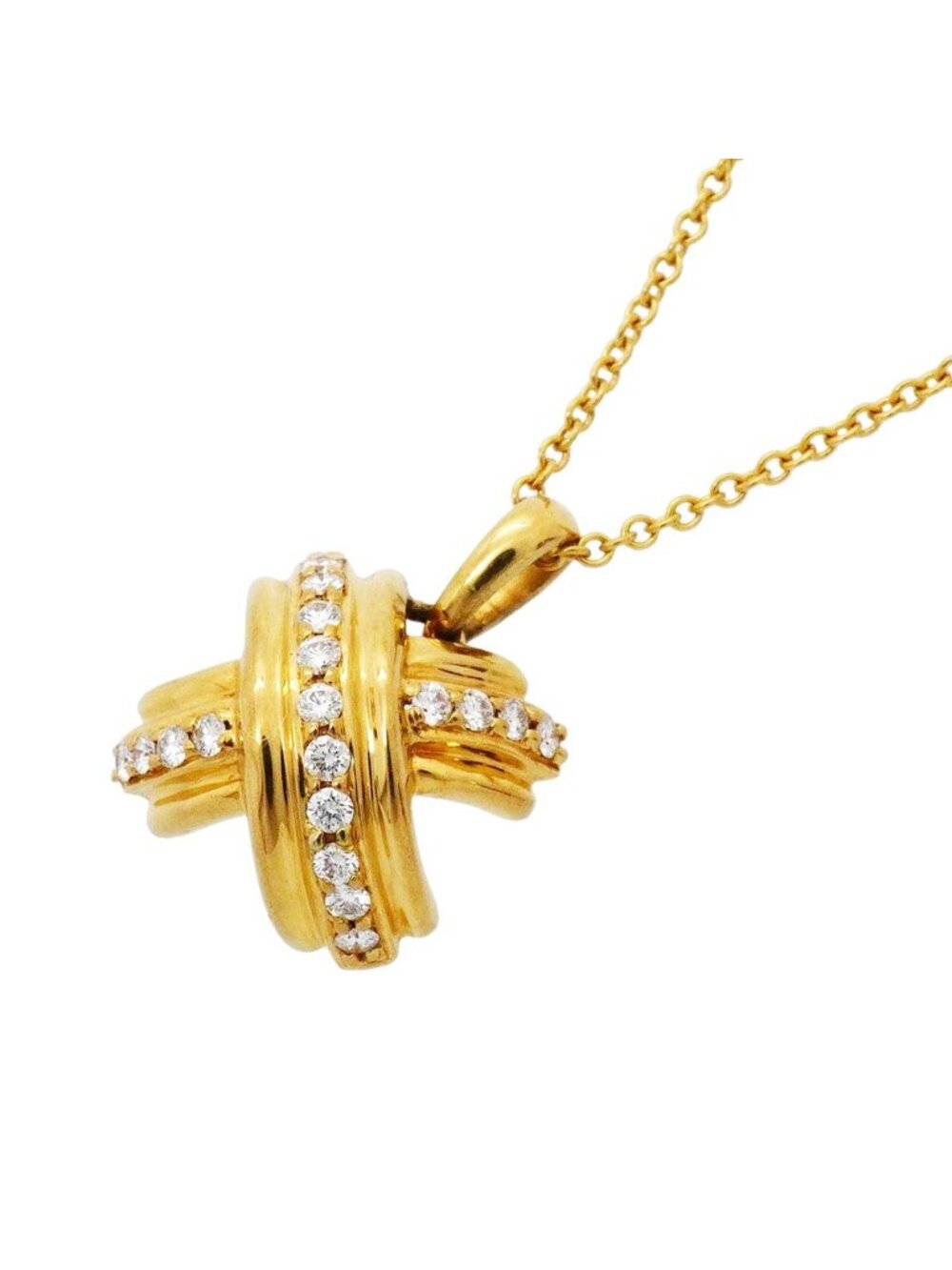 Tiffany & Co Necklace Signature 18k Yellow Gold Diamond